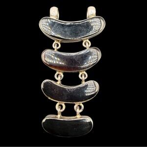 Vintage Sterling Silver 925 Native American Taxco Onyx Pendant 3” long